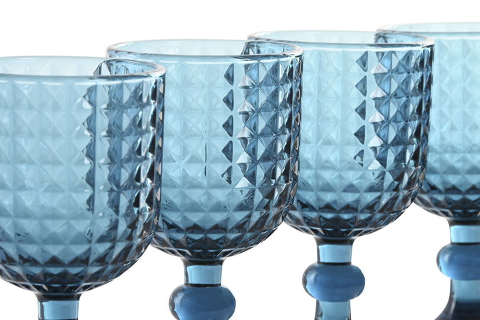 DKD Home Decor Set de 6 Copas de Cristal Azul Diamond Garbo 24 de 260ml