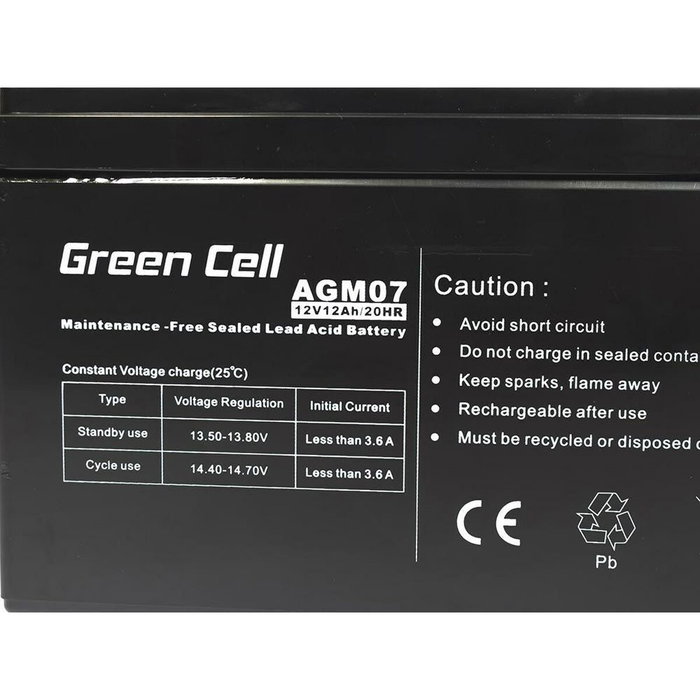 Green Cell AGM07 Batería de reemplazo 12V 12Ah Green Cell AGM07 Batería de reemplazo 12V 12Ah