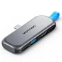 Vention THYH0 Docking USB-C 4K con 1x USB, 1x HDMI, 1x USB-C PD y Lector de Tarjetas - Gris