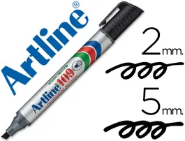 Artline Rotulador Permanente 109 Negro Punta Biselada Tinta Resistente Agua Luz Roce Secado Rápido Trazo 2-5mm