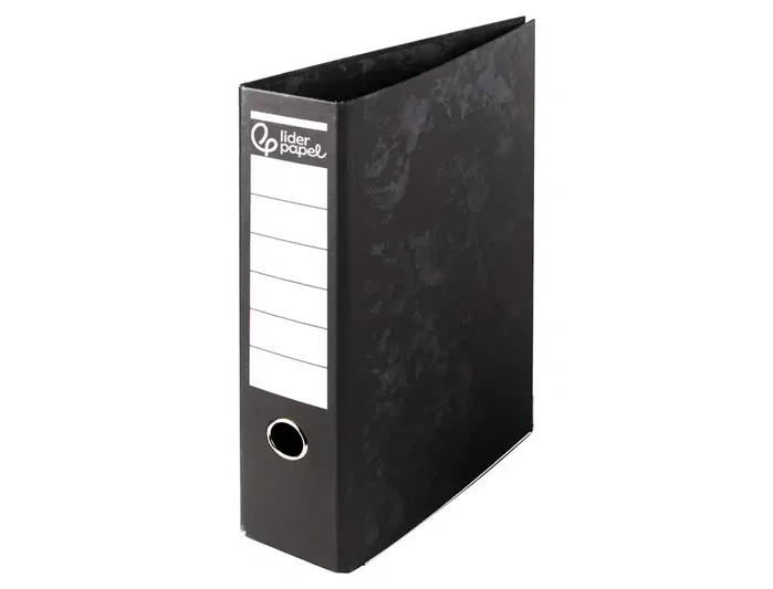 Liderpapel Archivador de Palanca A4 Cartón Forrado Negro Lomo 80mm Compresor Metálico