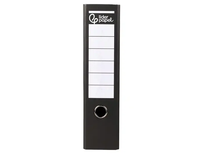 Liderpapel Archivador de Palanca A4 Cartón Forrado Negro Lomo 80mm Compresor Metálico