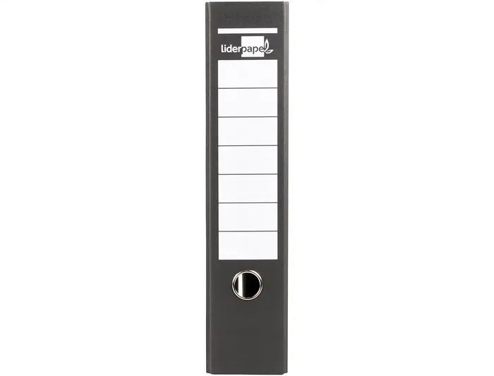 Liderpapel Archivador de Palanca A4 Cartón Forrado Negro Lomo 80mm Compresor Metálico