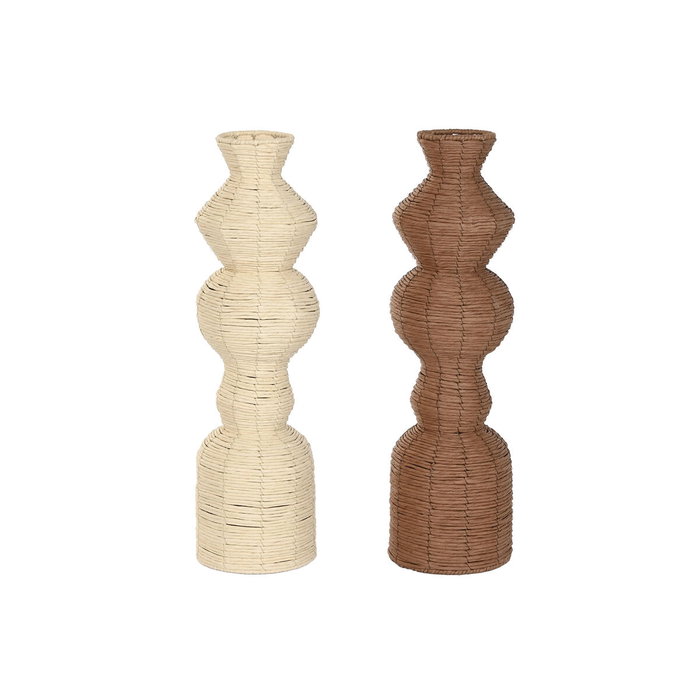 DKD Home Decor Set de 2 Jarrones de Fibra 20x20x70 Natural/Marrón