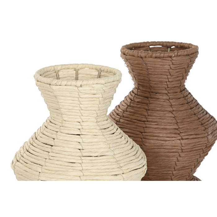 DKD Home Decor Set de 2 Jarrones de Fibra 20x20x70 Natural/Marrón