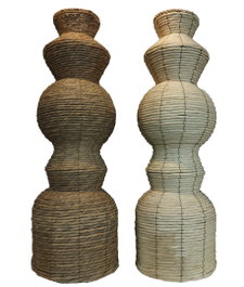 DKD Home Decor Set de 2 Jarrones de Fibra 20x20x70 Natural/Marrón