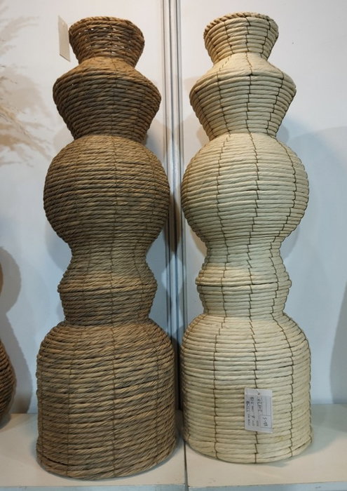 DKD Home Decor Set de 2 Jarrones de Fibra 20x20x70 Natural/Marrón