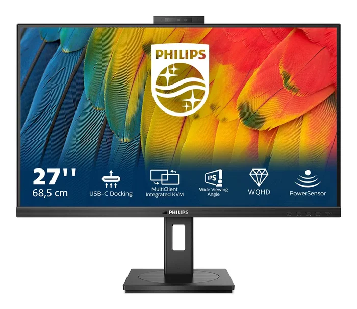 Philips 5000 Series Monitor 27B1U5601H/00 68.6 cm (27") QHD 2560x1440 IPS USB-C con Webcam 5MP, KVM, Windows Hello y Altavoces para Oficina