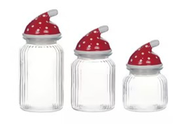DKD Home Decor Set de 3 Botellas de Cristal Rojo 1,3L