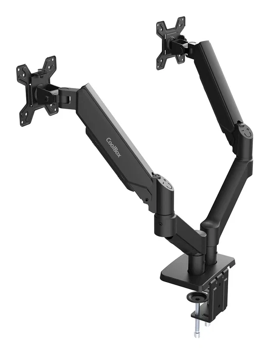 Coolbox M02D Soporte Neumático para 2 Monitores de hasta 32" (81,3 cm) - Brazo de Gas con VESA 75/100 y Gestión de Cables
