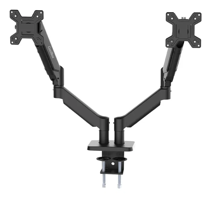 Coolbox M02D Soporte Neumático para 2 Monitores de hasta 32" (81,3 cm) - Brazo de Gas con VESA 75/100 y Gestión de Cables