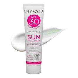 DHYVANA Fluido Facial Mineral Solar SPF50 con Ácido Hialurónico 50ml Eco