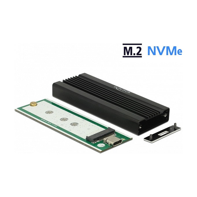 DeLOCK 42600 Carcasa Externa USB 3.2 Gen 1 para SSD M.2 NVMe PCIe, Tipo C, JMicron JMS583, 10 Gbit/s, Negro, Plug and Play