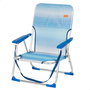 Aktive Silla de playa baja plegable rayas azul con asa de hombro
