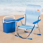 Aktive Silla de playa baja plegable rayas azul con asa de hombro