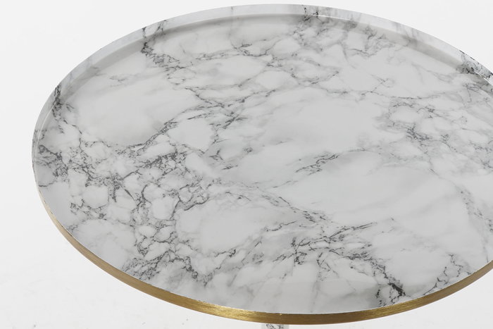 DKD Home Decor Mesita Auxiliar Glam Blanco Dorado 51 x 51 x 51 cm Simil Mármol
