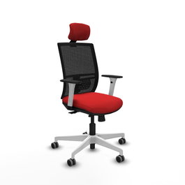 PIQUERAS Y CRESPO Silla de oficina Yunquera con mecanismo Sincro/Traslack, Rojo y Negro