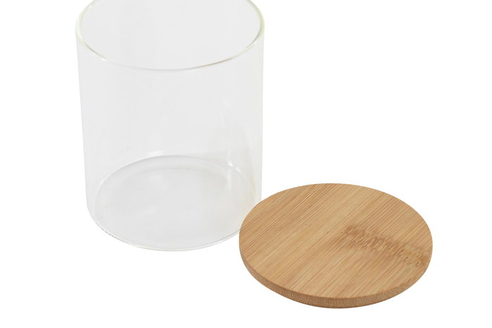 DKD Home Decor Set de 3 Botes de Borosilicato y Bambú Natural DKD Home Decor Set de 3 Botes de Borosilicato y Bambú Natural