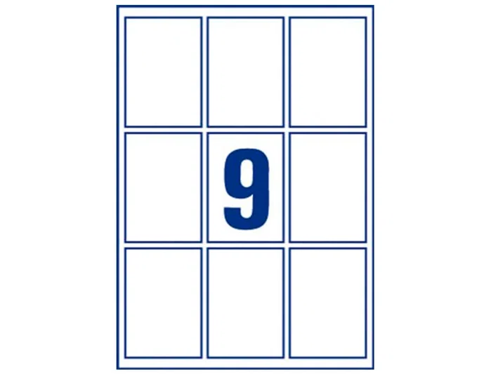 Avery Etiquetas Adhesivas Removibles Blancas 62x89 mm, 9 Etiquetas/Hoja, Compatibles Impresora Láser, Inyección Tinta, Fotocopiadora, Certificado FSC