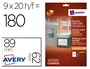 Avery Etiquetas Adhesivas Removibles Blancas 62x89 mm, 9 Etiquetas/Hoja, Compatibles Impresora Láser, Inyección Tinta, Fotocopiadora, Certificado FSC