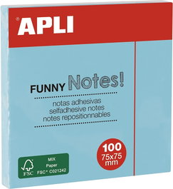 APLI PAPER Pack de 12 tacos de notas adhesivas 75x75 mm azul pastel