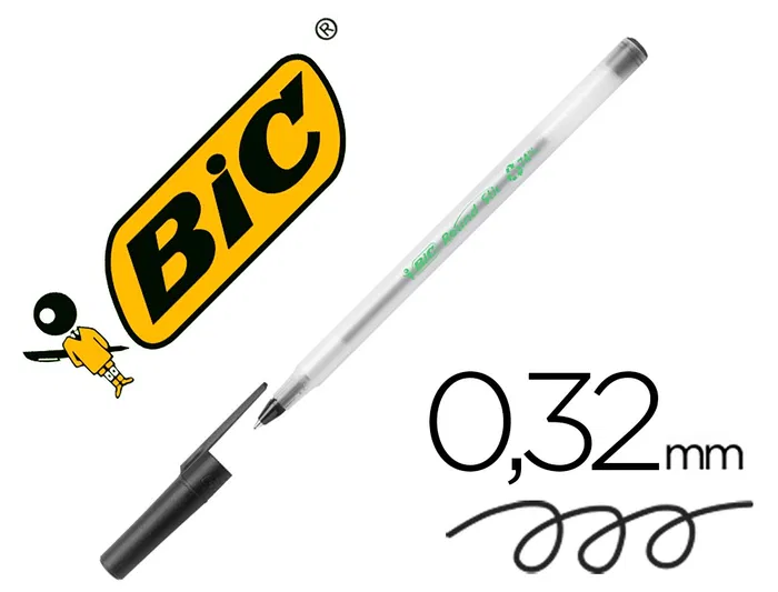 Bic Bolígrafo Ecolutions Round Stic Negro. Punta 1 mm. Fabricado con 74% material reciclado. Bic Bolígrafo Ecolutions Round Stic Negro. Punta 1 mm. Fabricado con 74% material reciclado.