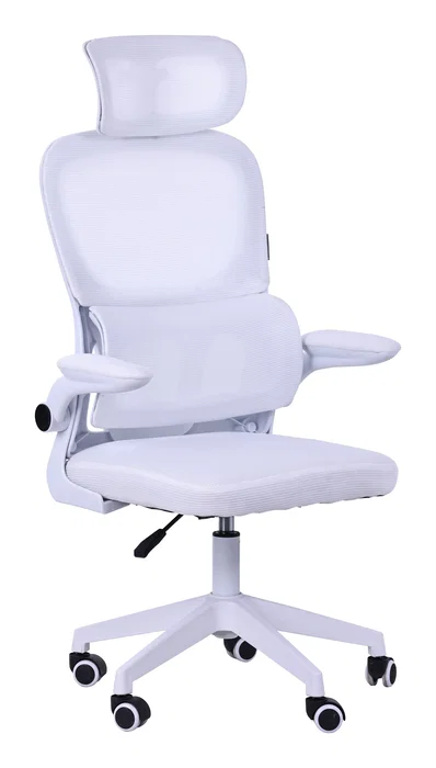 Mars Gaming MGC-ERGOPROWH Silla Ergonómica Gaming y Oficina Blanca, Malla Transpirable, Soporte Lumbar Ajustable, Reposacabezas, Inclinación 3-18°, Altura 120-130 cm