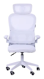 Mars Gaming MGC-ERGOPROWH Silla Ergonómica Gaming y Oficina Blanca, Malla Transpirable, Soporte Lumbar Ajustable, Reposacabezas, Inclinación 3-18°, Altura 120-130 cm