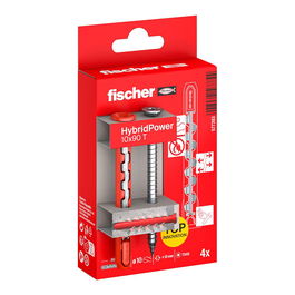 Fischer Hybridpower Taco + Tornillo Tacos ø10 x 90 mm + Tornillos Avellanados Tx40 ø7x87 mm, Blíster 4 uds