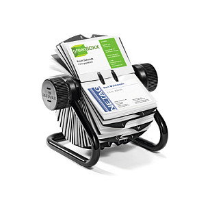 Duraclip Tarjetero Rotatorio Visifix con 200 Fundas para 400 Tarjetas y Separadores A-Z, Negro