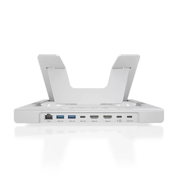 Aisens Soporte de Sobremesa Ajustable con Docking USB-C 7 en 1, Gris, ASUC-7P046-GR