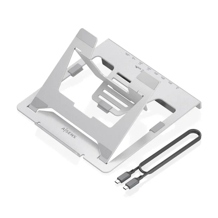 Aisens Soporte de Sobremesa Ajustable con Docking USB-C 7 en 1, Gris, ASUC-7P046-GR