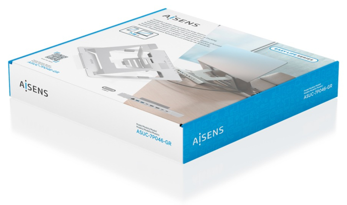 Aisens Soporte de Sobremesa Ajustable con Docking USB-C 7 en 1, Gris, ASUC-7P046-GR