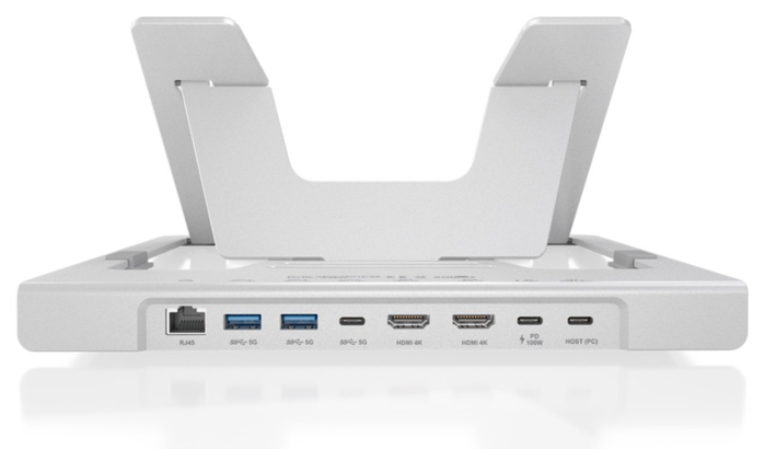Aisens Soporte de Sobremesa Ajustable con Docking USB-C 7 en 1, Gris, ASUC-7P046-GR