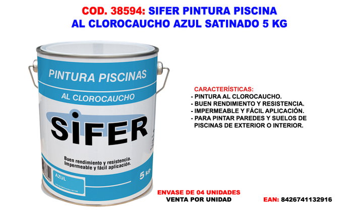SIFER Pintura Piscina al Clorocaucho Azul Satinado 5 kg SIFER Pintura Piscina al Clorocaucho Azul Satinado 5 kg