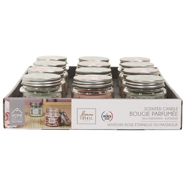Home Deco Factory Vela Perfumada Con Tarro Colección Pour Elle - Aromas Magnolia o Raspberry Rose - 70g - Duración 13h
