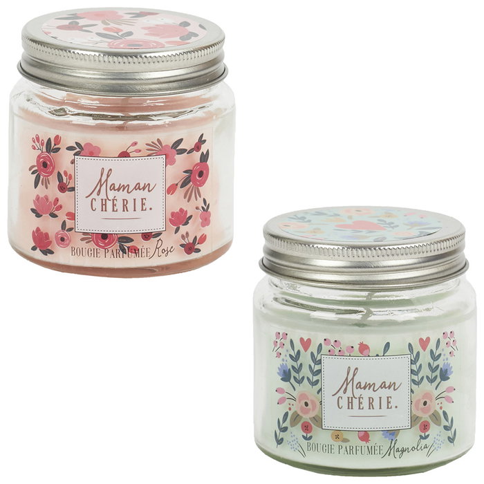 Home Deco Factory Vela Perfumada Con Tarro Colección Pour Elle - Aromas Magnolia o Raspberry Rose - 70g - Duración 13h