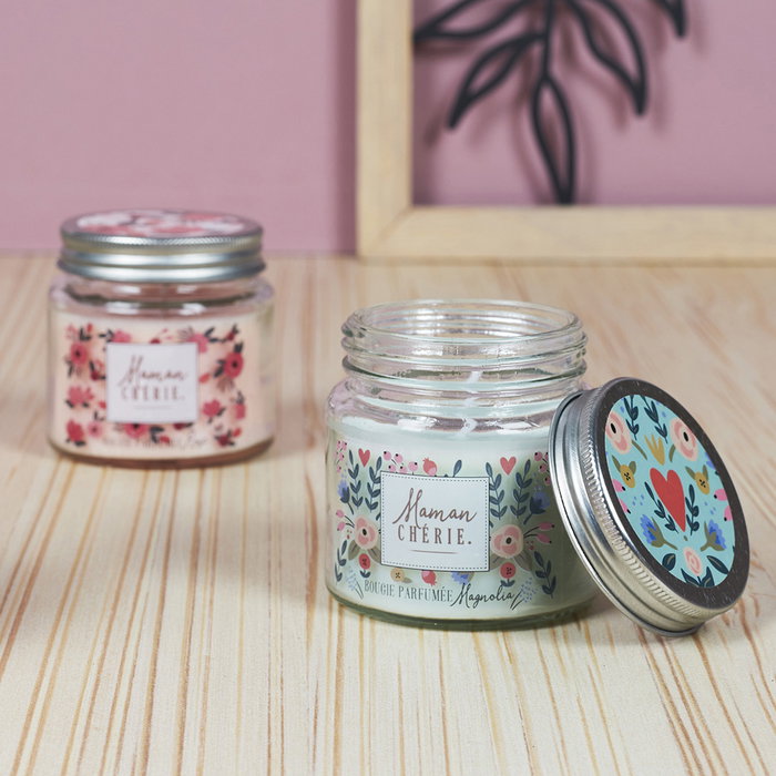 Home Deco Factory Vela Perfumada Con Tarro Colección Pour Elle - Aromas Magnolia o Raspberry Rose - 70g - Duración 13h