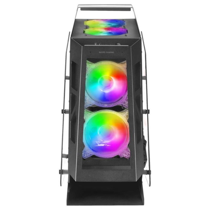 Mars Gaming Caja Ordenador Mars Gaming MC61 Premium, Torre PC Gaming Compacta Micro-ATX, 4 Ventiladores 120mm ARGB Chroma, Cristal Templado, Negro