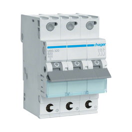 Hager MBS320 Interruptor magnetotérmico 2 polos 20A Tipo B 6kA QuickConnect