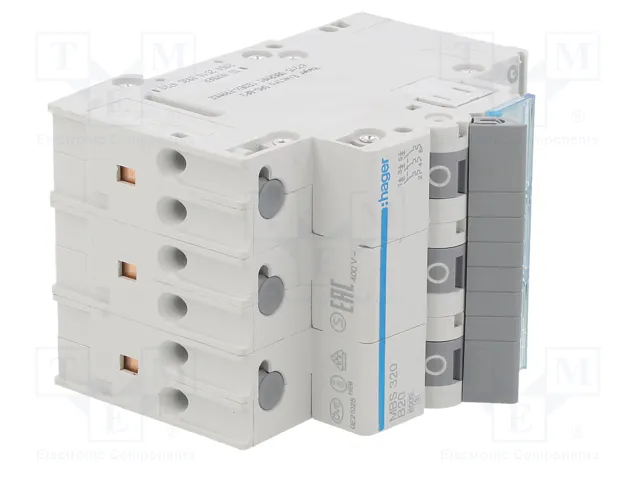 Hager MBS320 Interruptor Magnetotérmico 3 Polos B-20A 6kA QuickConnect Hager MBS320 Interruptor Magnetotérmico 3 Polos B-20A 6kA QuickConnect
