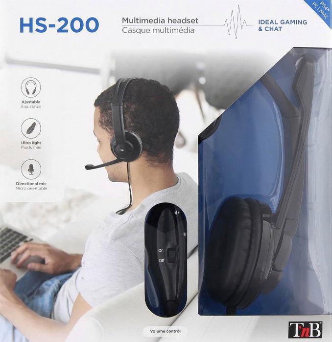 TNB Auriculares Multimedia HS-200 Circumaurales Negros con Cable 2 Metros - CSMHS200