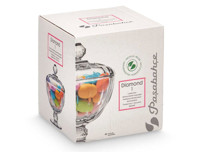 Pasabahce Bombonera con Pie Diamond Transparente Vidrio 11.1 x 15 x 11.1 cm (Set de 10)