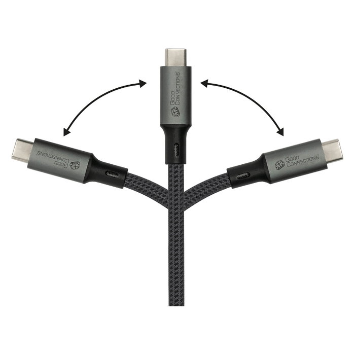 GoodConnections Cable USB-C 4.0 (ST-ST) 1m Textilmantel 100W 8K 30Hz Gris