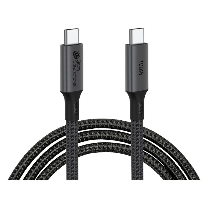 GoodConnections Cable USB-C 4.0 (ST-ST) 1m Textilmantel 100W 8K 30Hz Gris