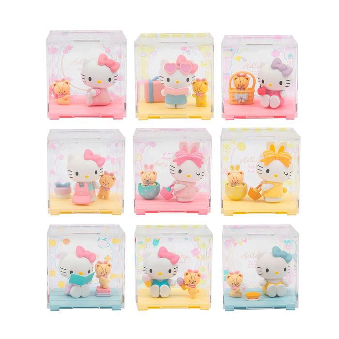 Famosa Hello Kitty Minibox Sweetheart Playmates HKT38100, Caja Regalo Sorpresa con 9 Figuras Coleccionables de Hello Kitty y Osito