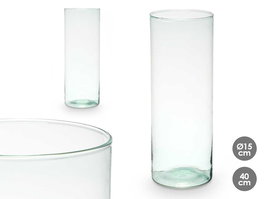 Giftdecor Jarron Vidrio Reciclado Cilindro Transparente 15 x 40 cm (Set de 6)