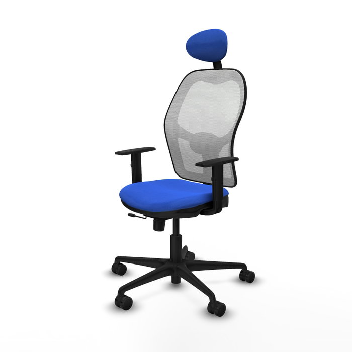 PIQUERAS Y CRESPO Silla de oficina Jorquera con mecanismo Sincro/Traslack, Azul y Blanco