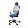 PIQUERAS Y CRESPO Silla de oficina Jorquera con mecanismo Sincro/Traslack, Azul y Blanco