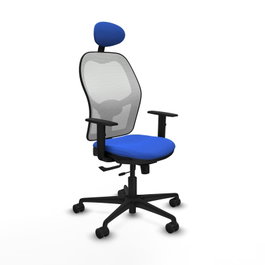 PIQUERAS Y CRESPO Silla de oficina Jorquera con mecanismo Sincro/Traslack, Azul y Blanco